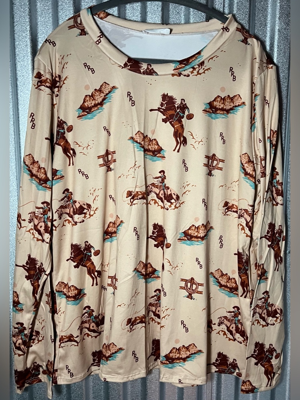 Rolling Ranch Boutique Western Print Long Sleeve Top 3X NWOT
